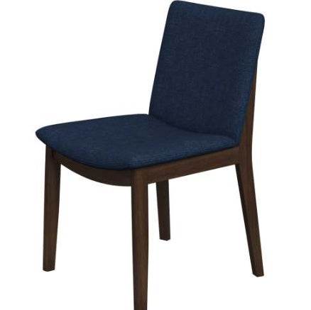 Laura Blue Linen Solid Wood Dining Chair Set Of 2 Mid-Century Modern Style - EX-STOCK Canada