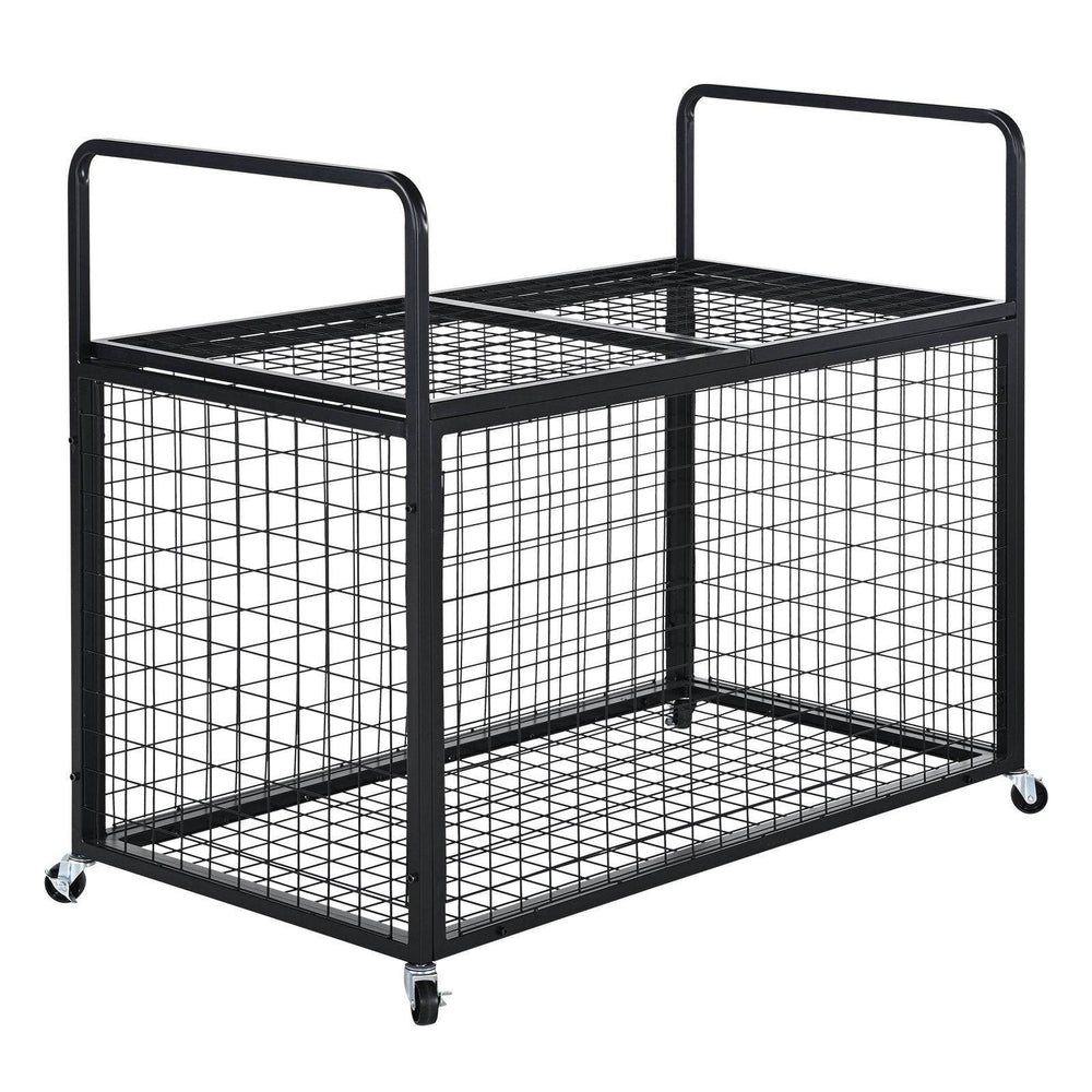 Rolling Sports Ball Storage Cart, Lockable Basketball Cage With Double Lids, Sport Equipment Holder Organizer For Indoor Outdoor, Steel Storage Rack For Garages, Playgroup, Gym And Schools - EX-STOCK Canada