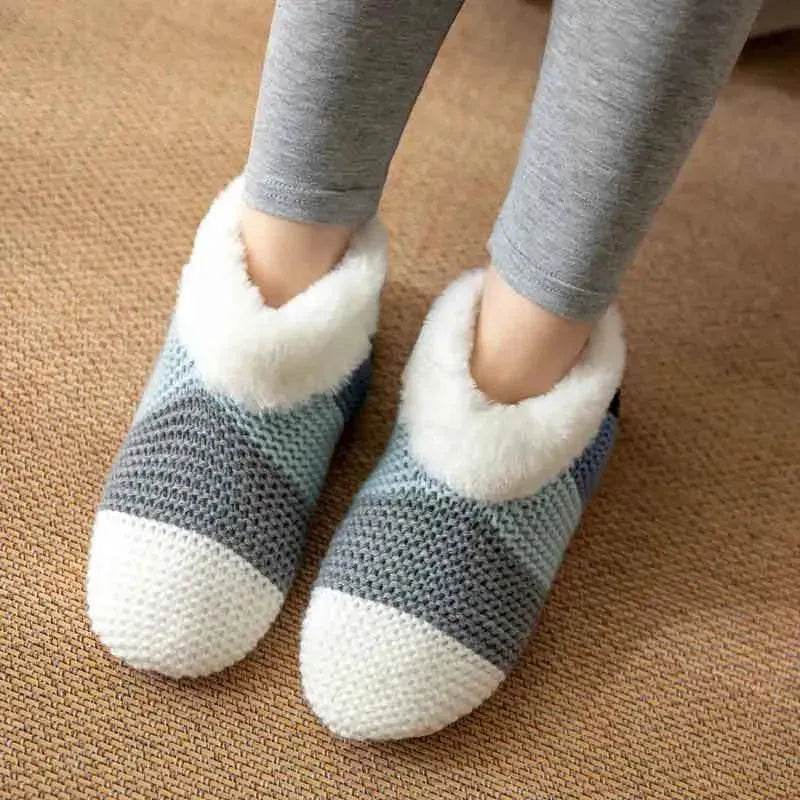 Women's Color-matching Knitted Plush Floor Socks Home Indoor Warm Non-slip Carpet Socks Winter Fashion - EX-STOCK Canada