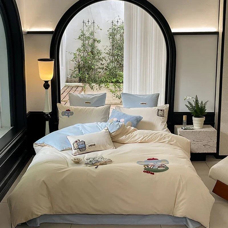 Cartoon Cute Style Cotton Sanding Duvet Cover Bed Sheet Bedding EX-STOCK Canada