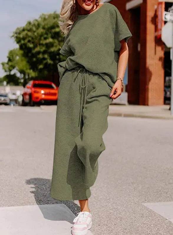 Coord fashion spring and summer 2 piece pant set women - EX-STOCK Canada