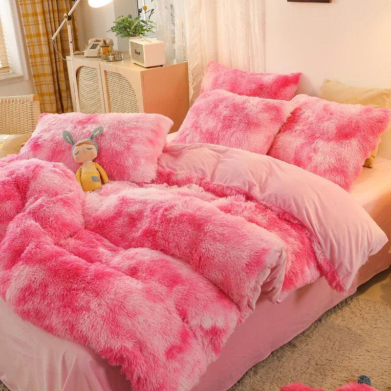 Mink Velvet Four Piece Set Long Plush Crystal Velvet Duvet Cover EX-STOCK Canada