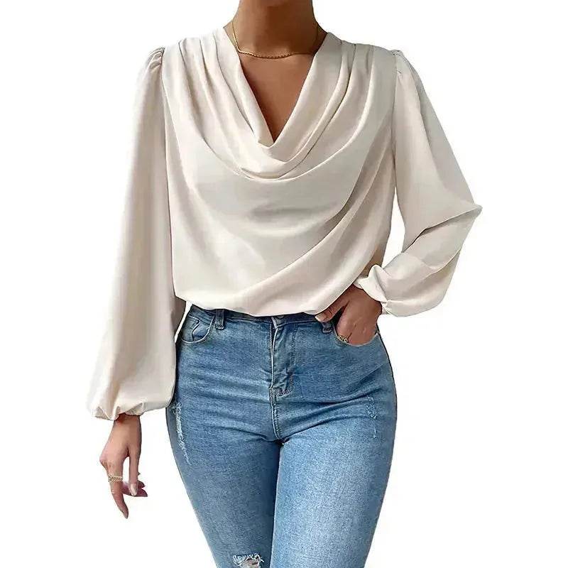 Casual Evening Top for Women Long-sleeved Shirt Loose V-neck chiffon blouse Top women - EX-STOCK Canada