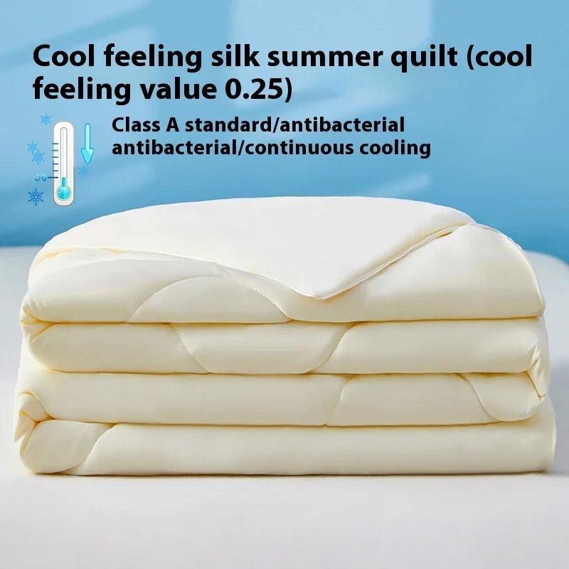 Pure Color Cool Silk Summer Blanket Airable Cover Single Double Summer Ice Cream Ice Silk Summer Quilt Machine Washable Thin Duvet EX-STOCK Canada