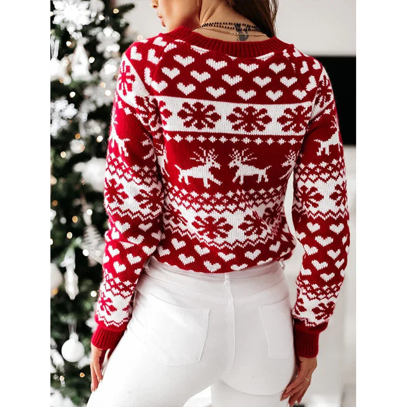 Christmas Elk Long Sleeve Knitted Sweater EX-STOCK Canada