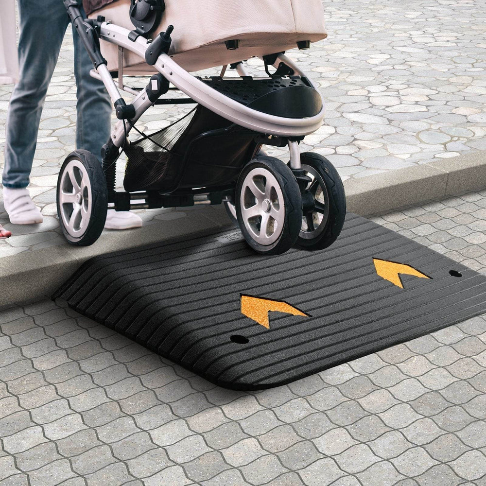 Upgraded Rubber Threshold Ramp, 3.5 Rise Door Ramp With 1 Channel, Natural Rubber Car Ramp With Non-Slip Textured Surface, 33069 Lbs Load Capacity Curb Ramp For Wheelchair And Scooter - EX-STOCK Canada