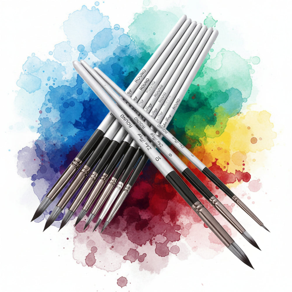 Nylonhaar-Kunstpinsel-Set 10 Stück – Aquarell-, Öl- und Acrylmalpinsel mit Holzgriff