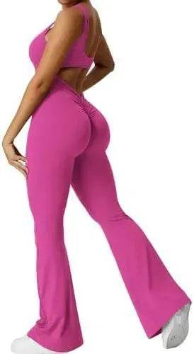 Women Sleeveless Flare Long Pant Yoga Fitness Jumpsuits - EX-STOCK Canada