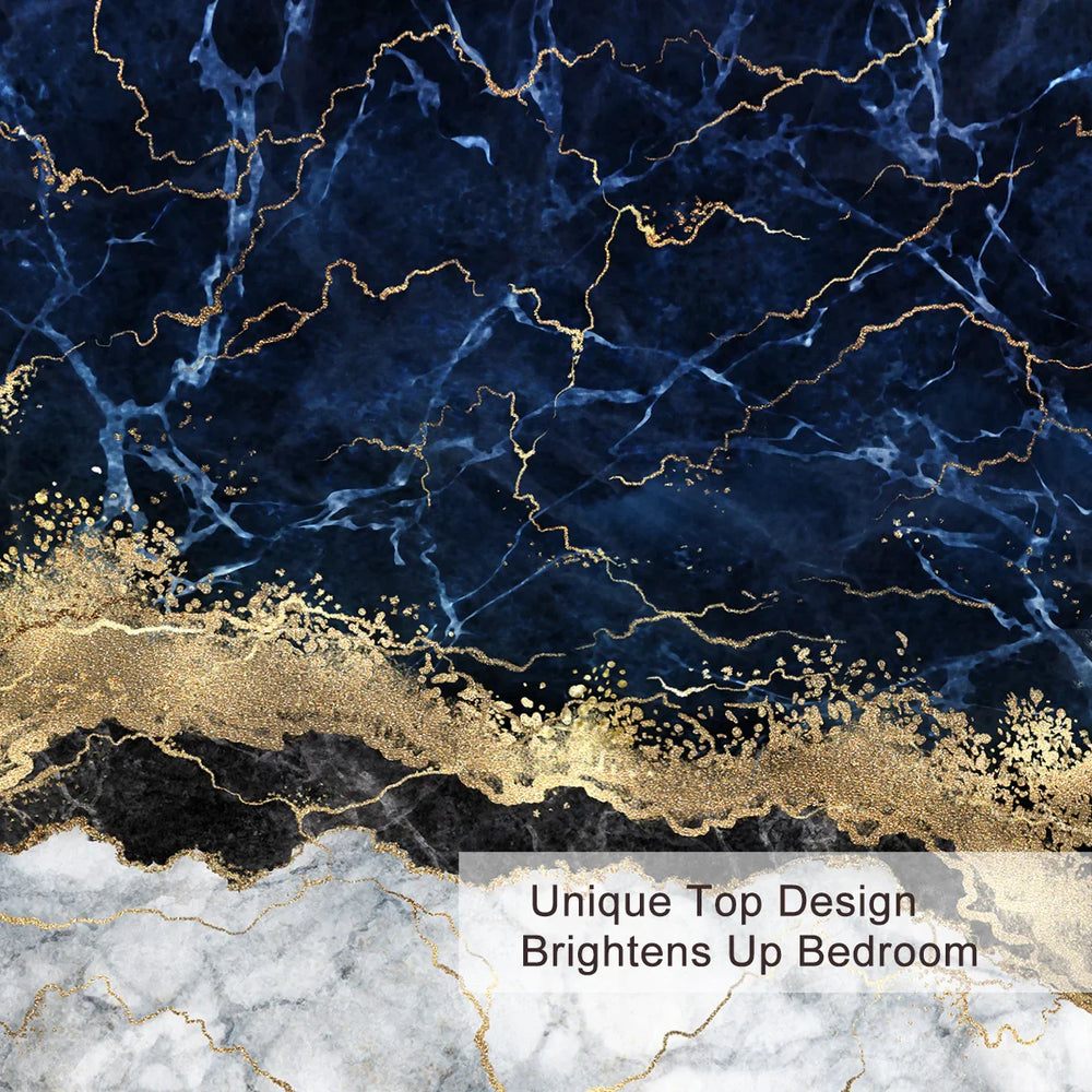 Chic Marble Bedding White Marble Gilded Navy Blue Duvet Cover Set Trendy Printed Design Bed Quilt Cover Set King 1 Duvet Cover 2 Pillowcases EX-STOCK Canada