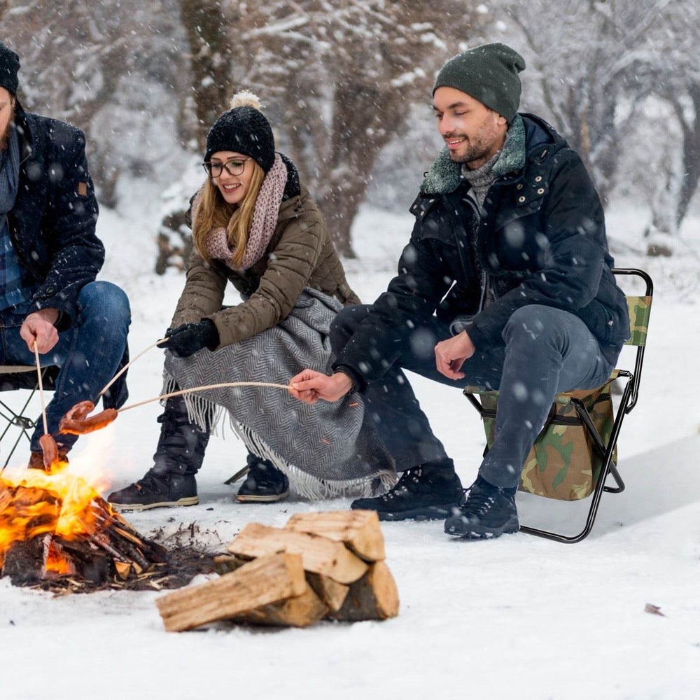 Foldable Fishing Chair With Backrest Built-In Cooler Bag Portable Handle Outdoor Lightweight Fishing Stool For Camping Hiking Hunting - EX-STOCK Canada