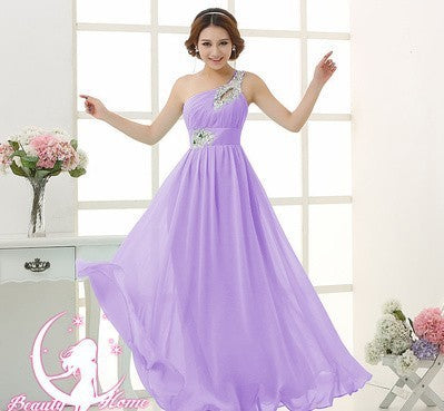 Evening dress one-shoulder dinner banquet long banquet EX-STOCK Canada