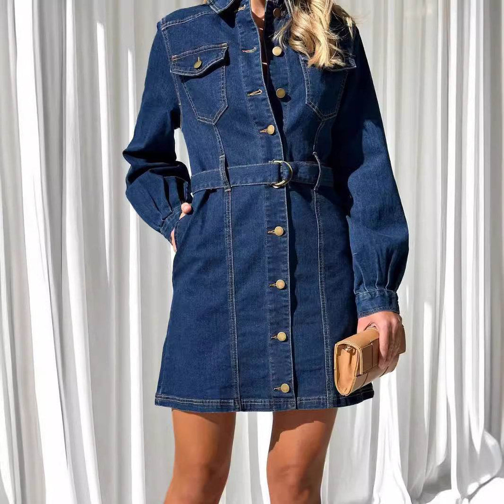 Fashion Casual Button Denim Dress Women - EX-STOCK Canada