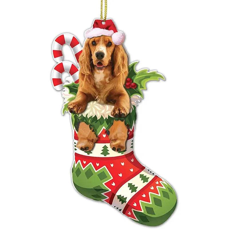 Christmas Stockings Christmas Tree Decorative Socks Dog Pendant Creative Cute - EX-STOCK Canada