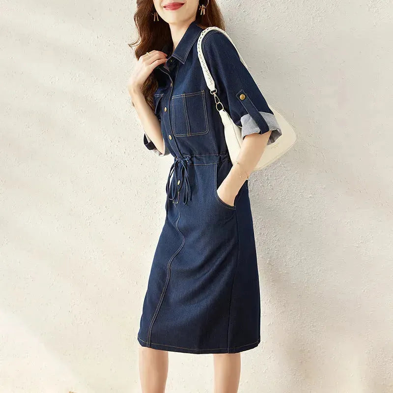 Handsome Retro Denim Waist-tight Dress - EX-STOCK CANADA
