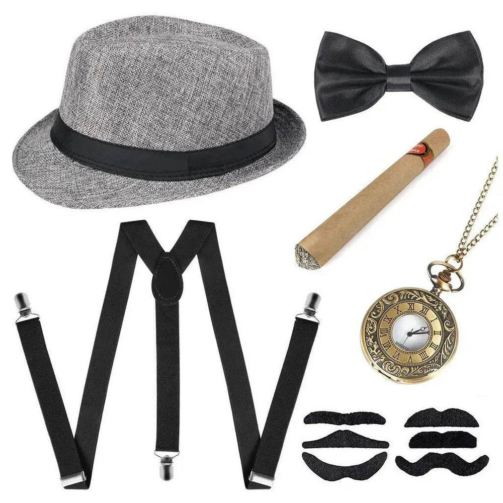 Party Men's Top Hat Pipe Pocket Watch Strap Tie Fake Cigar Set - EX-STOCK Canada
