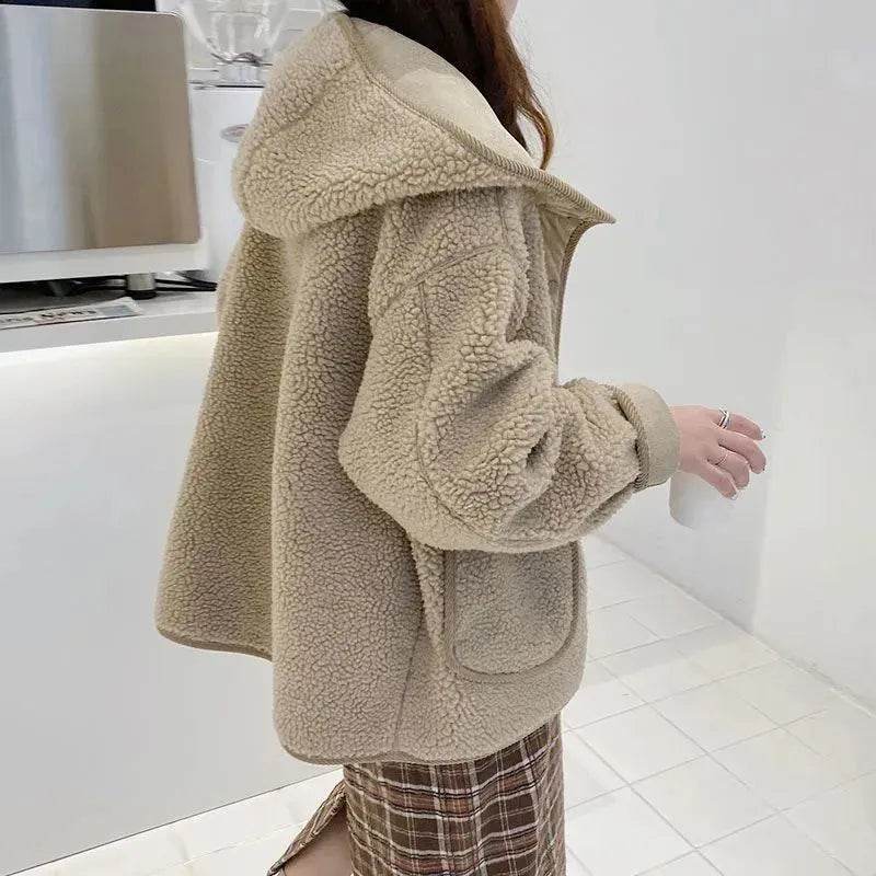 Thickened Woolen Hoodie Winter coat Fleece hooded Winter Jacket - EX-STOCK Canada