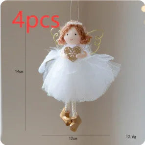 Christmas White Tulle Skirt Golden Wings Angel Girl Pendant EX-STOCK Canada