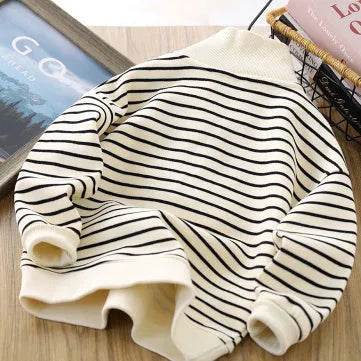 Children Casual Polo Collar Fashion Stripe Sweatshirt Tops Kids - EX-STOCK Canada