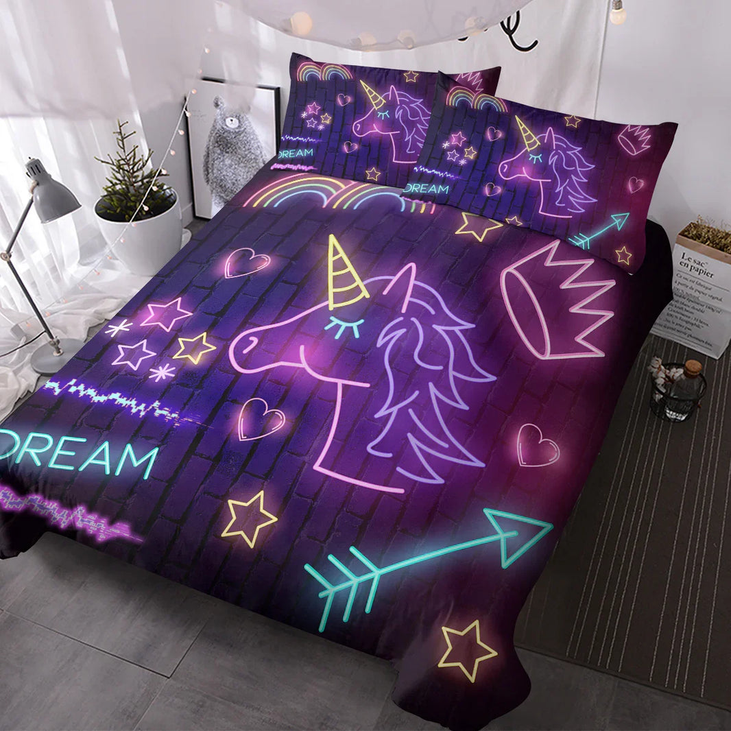 Star Bedding Neon Pattern 3 Piece Black Duvet Cover Set EX-STOCK Canada