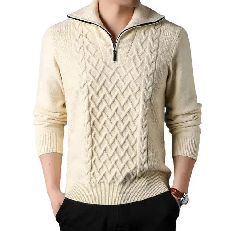 Men's Winter Fashion Half Zip Slim fit Knitted Woolen Pullover Sweater - EX-STOCK Canada