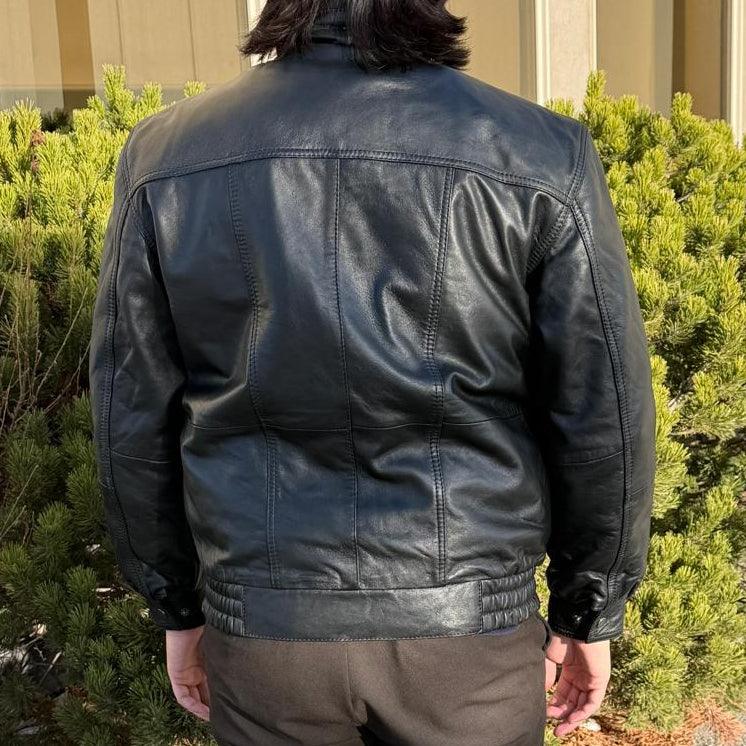 Veste bombardier en cuir pour hommes BOL à double poche