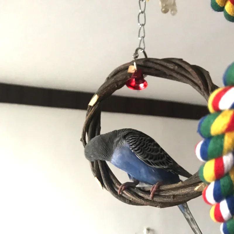 Bird Standing Frame Rattan Ring Chewing Toy Bird Cage EX-STOCK Canada