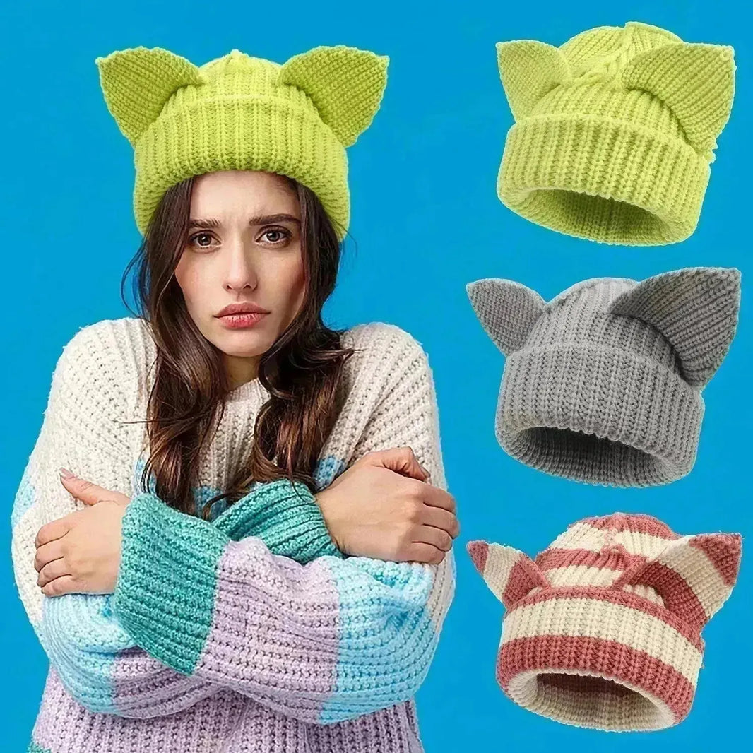 Les oreilles de diable épaississent tous les bonnets en tricot en acrylique