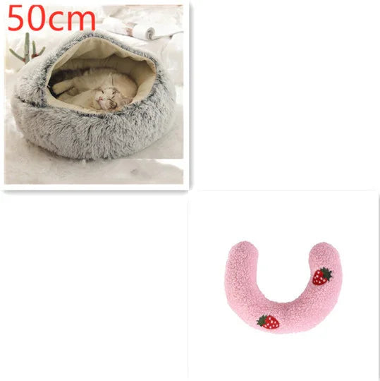 Cama para Perros y Gatos 2 en 1 Cama de Invierno para Mascotas Redonda de Felpa Cálida Suave Cama de Felpa Larga para Mascotas Productos para MascotasEX-STOCK Canada