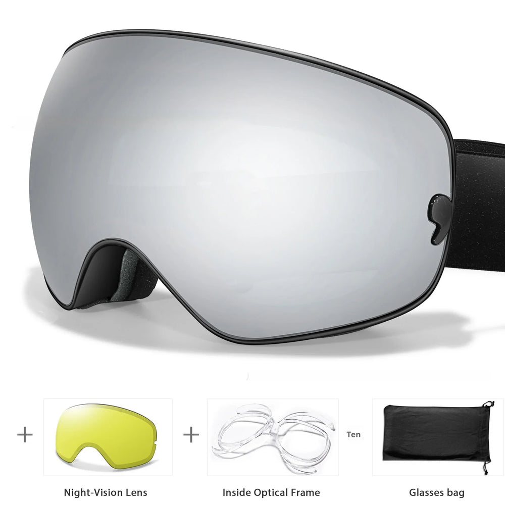 Lunettes anti-buée pour hommes et femmes, carte myopie, revêtement, protection oculaire sphérique large, équipements de ski et d'alpinismeEX-STOCK Canada