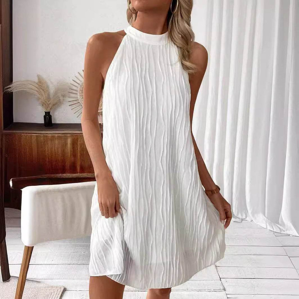 Fashion Dresses For Women Pure Color Halter Backless Dress - EX-STOCK Canada