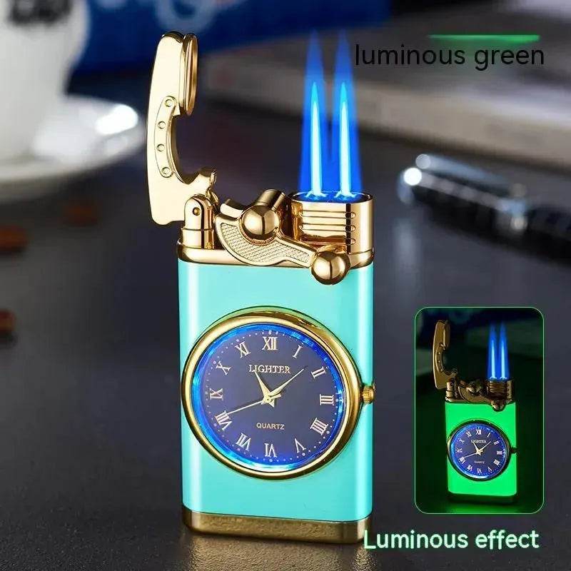 New Lighter With Electric Watch Rocker Arm Automatic Ignition Straight Blue Flame Lighter Creative Real Dial Inflatable Windproof Cigar Lighter Men's Watch Gift - EX-STOCK Canada