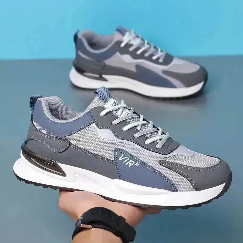 Men's Color Block Mesh Shoes Fashion Casual Lace-up Sneakers Outdoor Breathable Running Sports Shoes - EX-STOCK Canada