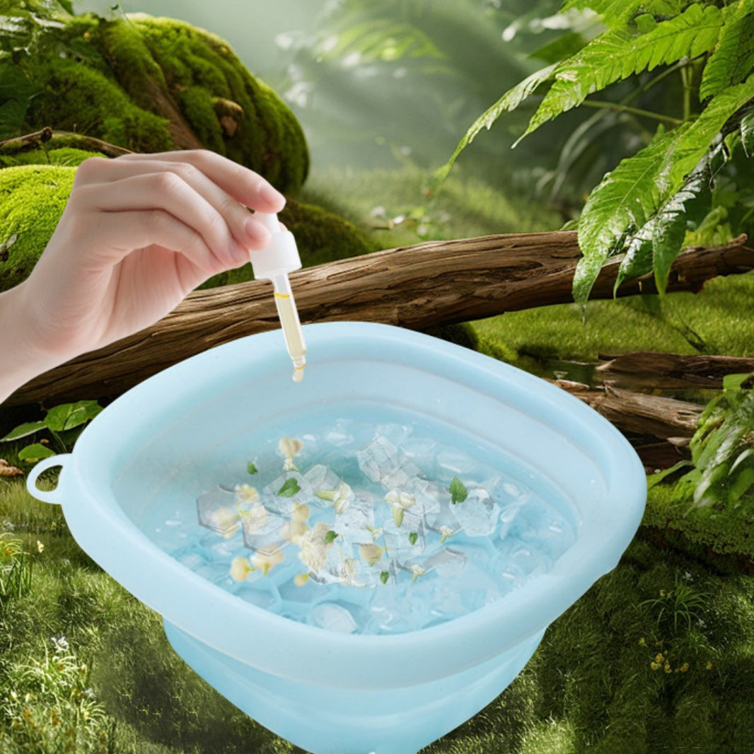 Bassin à glace en silicone pliable portable de couleur unie pour le visage