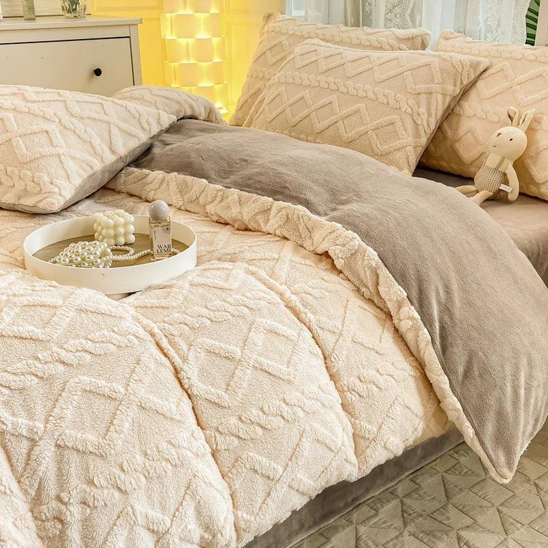 Winter Thickened Tailian Milk Fiber Soft Thermal Duvet Cover Sheets EX-STOCK Canada