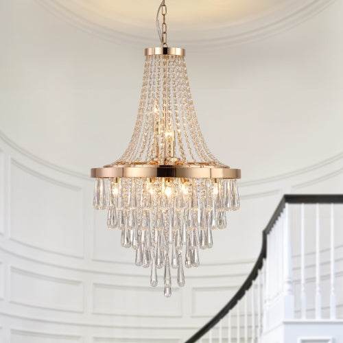 Golden Crystal Chandelier, Large Modern Luxury Chandelier For Living Room, Dining Room, Bedroom, Hallway - Bulb Not Included - EX-STOCK Canada