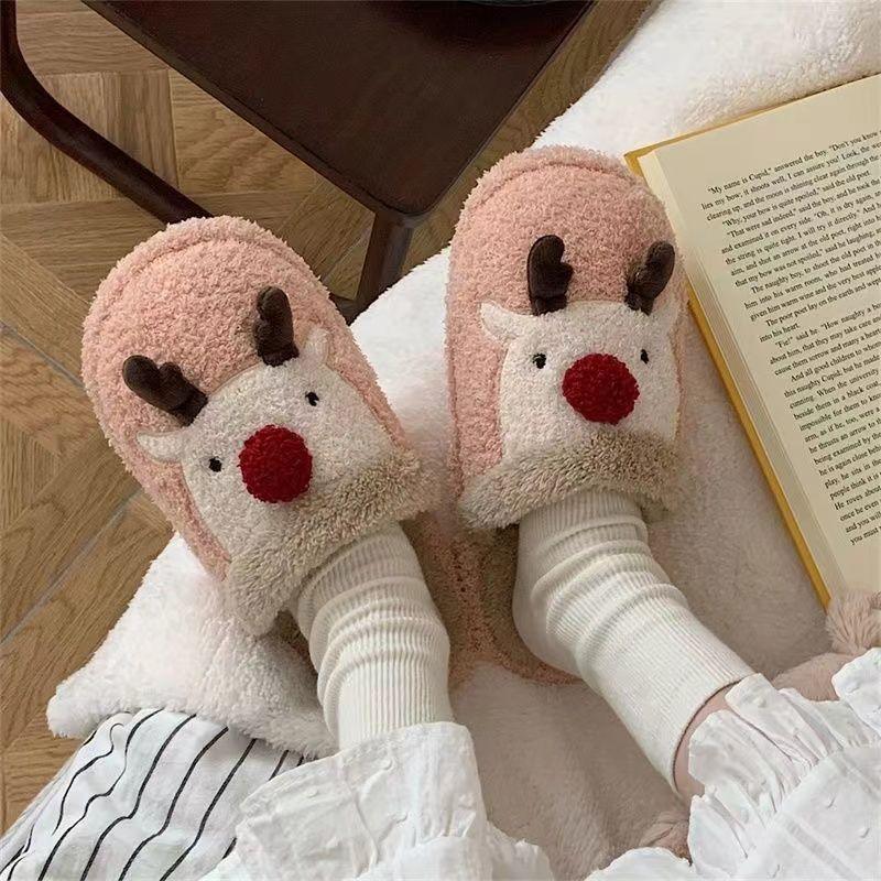 Fashion Non-slip Warm Christmas Elk Plush Shoes EX-STOCK Canada