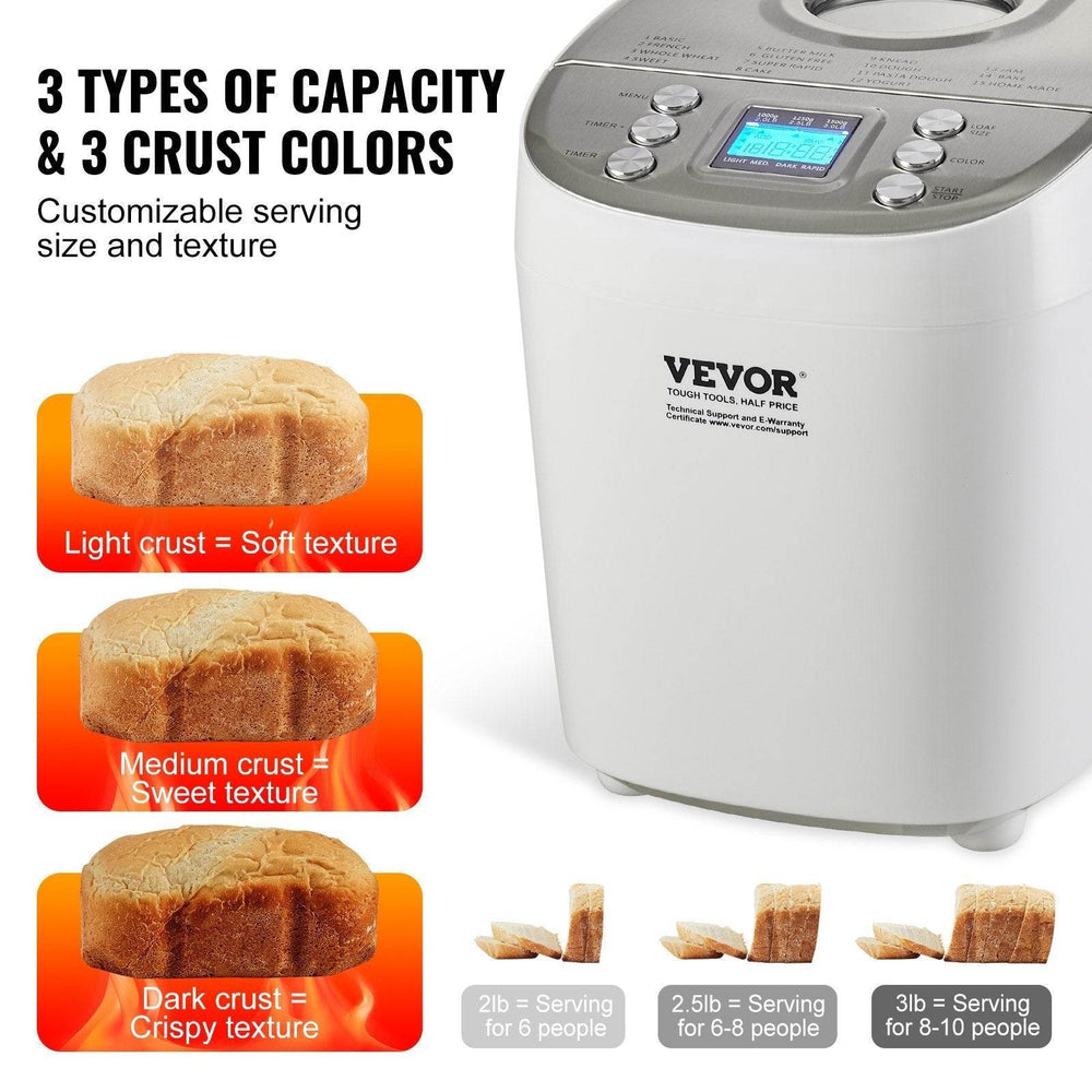 VEVOR Automatic Bread Maker 3LB Non-sticking Bread Making Machine - EX-STOCK Canada
