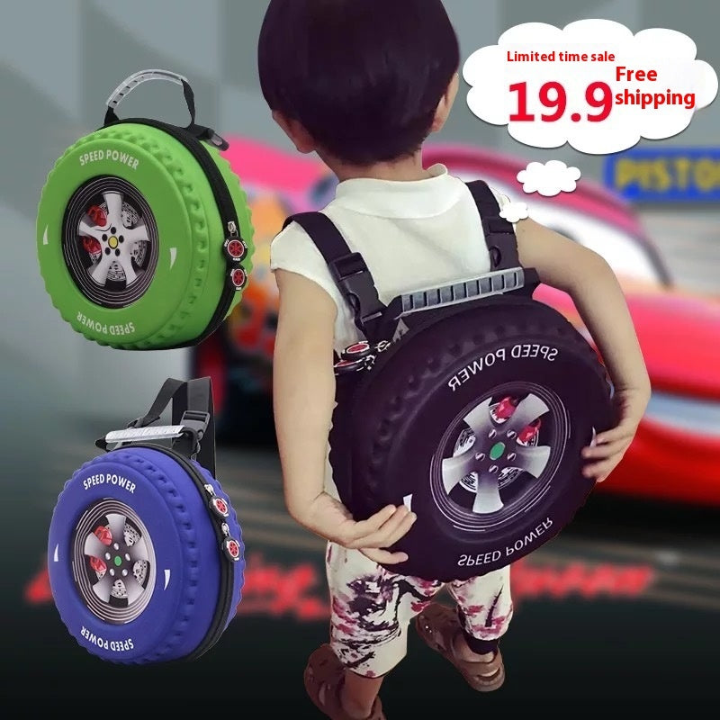 Kid's Small Schoolbag Personalized Creative 3D Cartoon Tire Kindergarten EX-STOCK