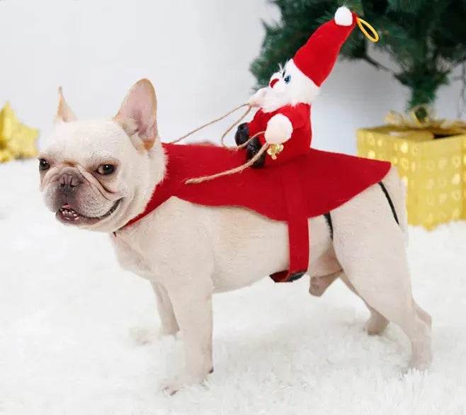 Dog Christmas Clothes Santa Claus Riding Deer - EX-STOCK Canada