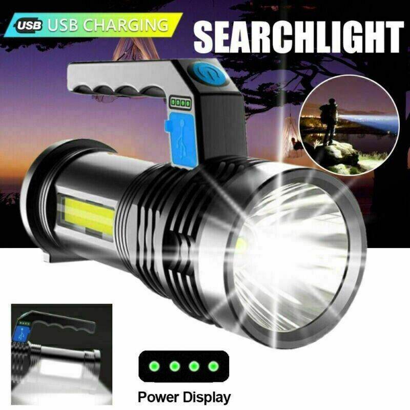 LED Flashlight USB Rechargeable Torch COB Spotlight Camping Light High Lumens Emergency Lamp 3 Modes Waterproof - EX-STOCK Canada