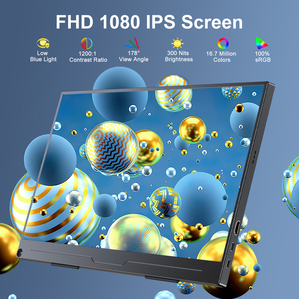 UPERFECT 15.6" Portable Monitor 1080P FHD IPS – USB-C, HDMI, Dual Speakers, VESA, Smart Cover