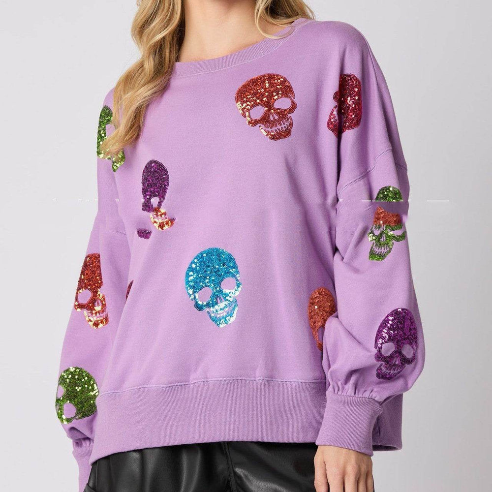 Women's Halloween Skull Sequined Sweater Loose - EX-STOCK Canada