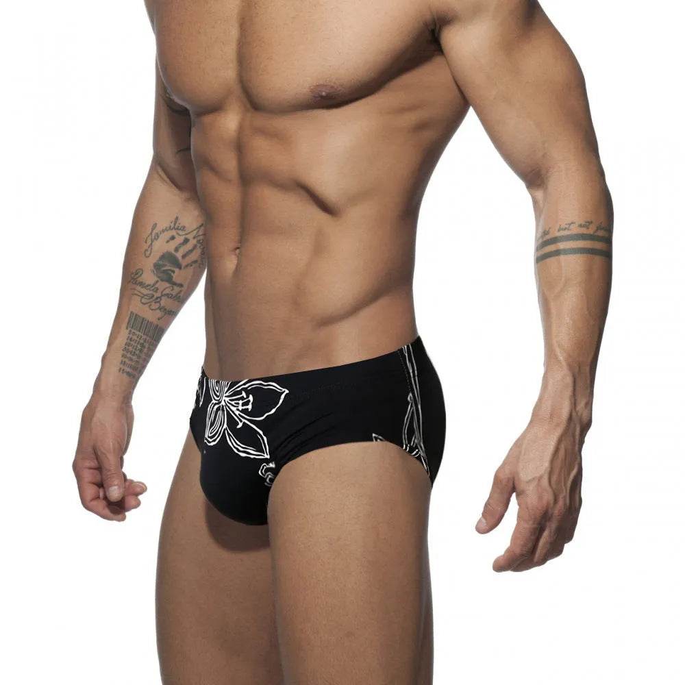 Simple Floral Printed Men's Underwear Swimming Trunks Briefs - EX-STOCK Canada