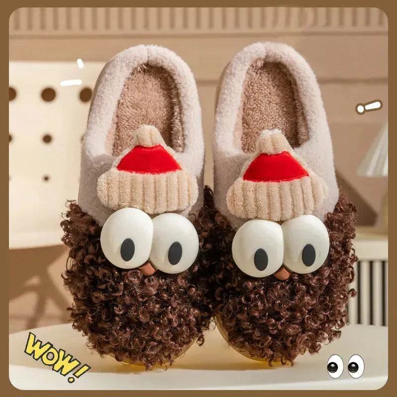 Cartoon Bearded Santa Claus Slippers Home Warm Non-slip Plush Cotton Shoes Christmas Couple Floor Bedroom Slipper Women Men - EX-STOCK Canada