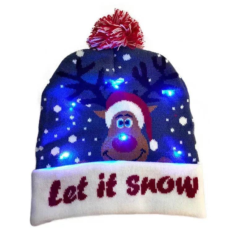 LED Christmas Hat Sweater Knitted Beanie Christmas Light Up Knitted Hat Christmas Gift Kids Xmas New Year Decorations - EX-STOCK Canada