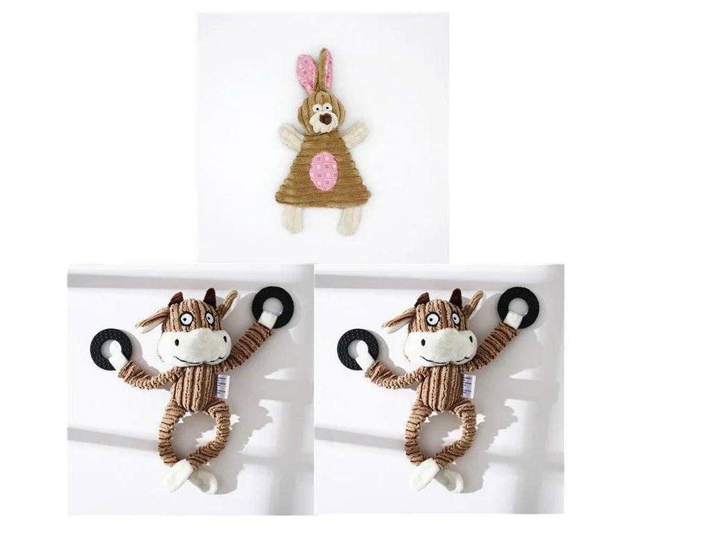 Pet Toy Donkey Shape Corduroy Chew Toy For Dogs Puppy Squeaker Squeaky Plush Bone Molar Dog Toy Pet Training Dog EX-STOCK Canada