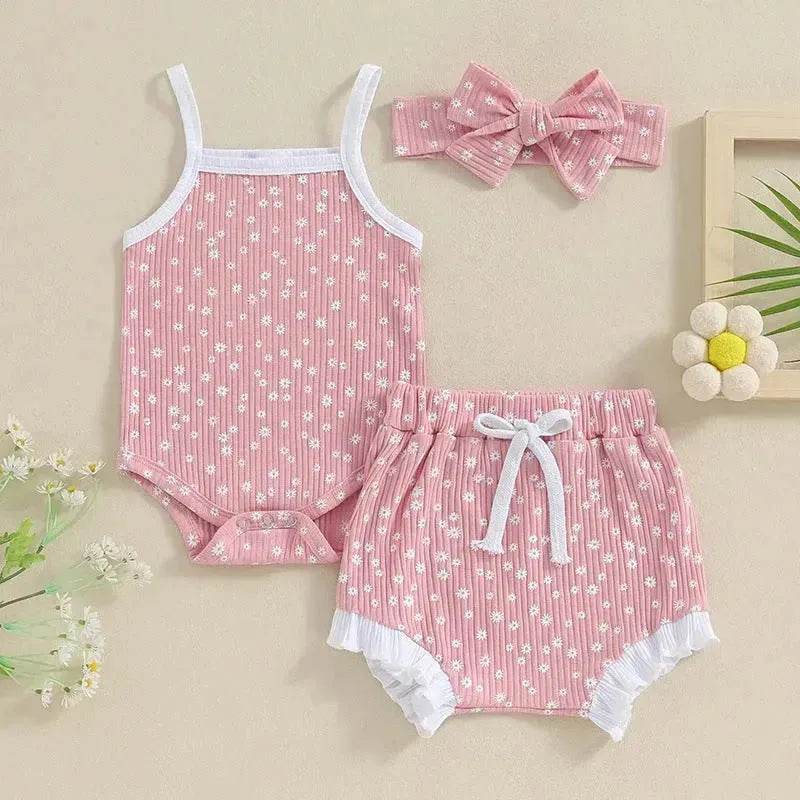 Casual Newborn Baby girl Romper suit with head bowtie headband Two piece for newborn baby girl - EX-STOCK Canada