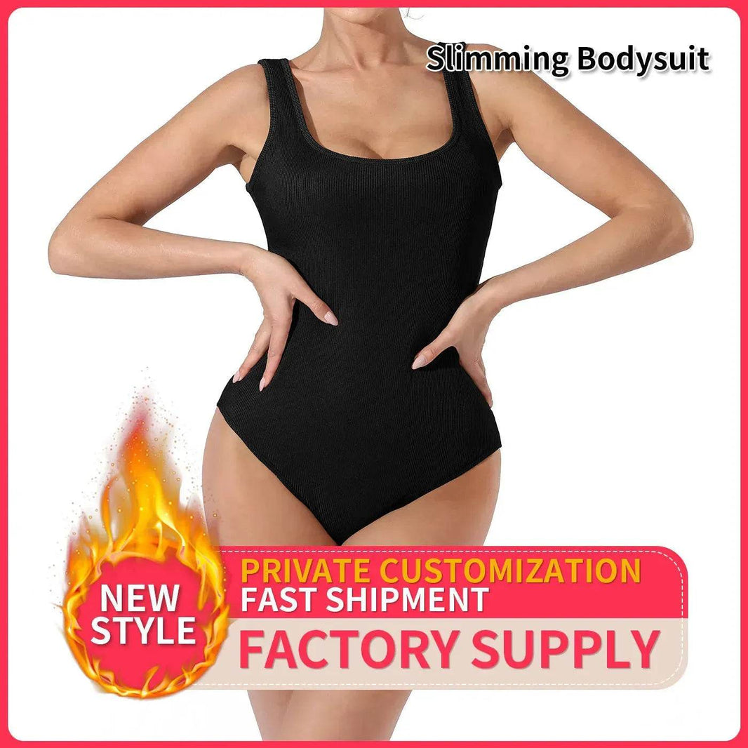 One piece Full body shaper Sleeveless Square neckline Bodysuit - EX-STOCK Canada