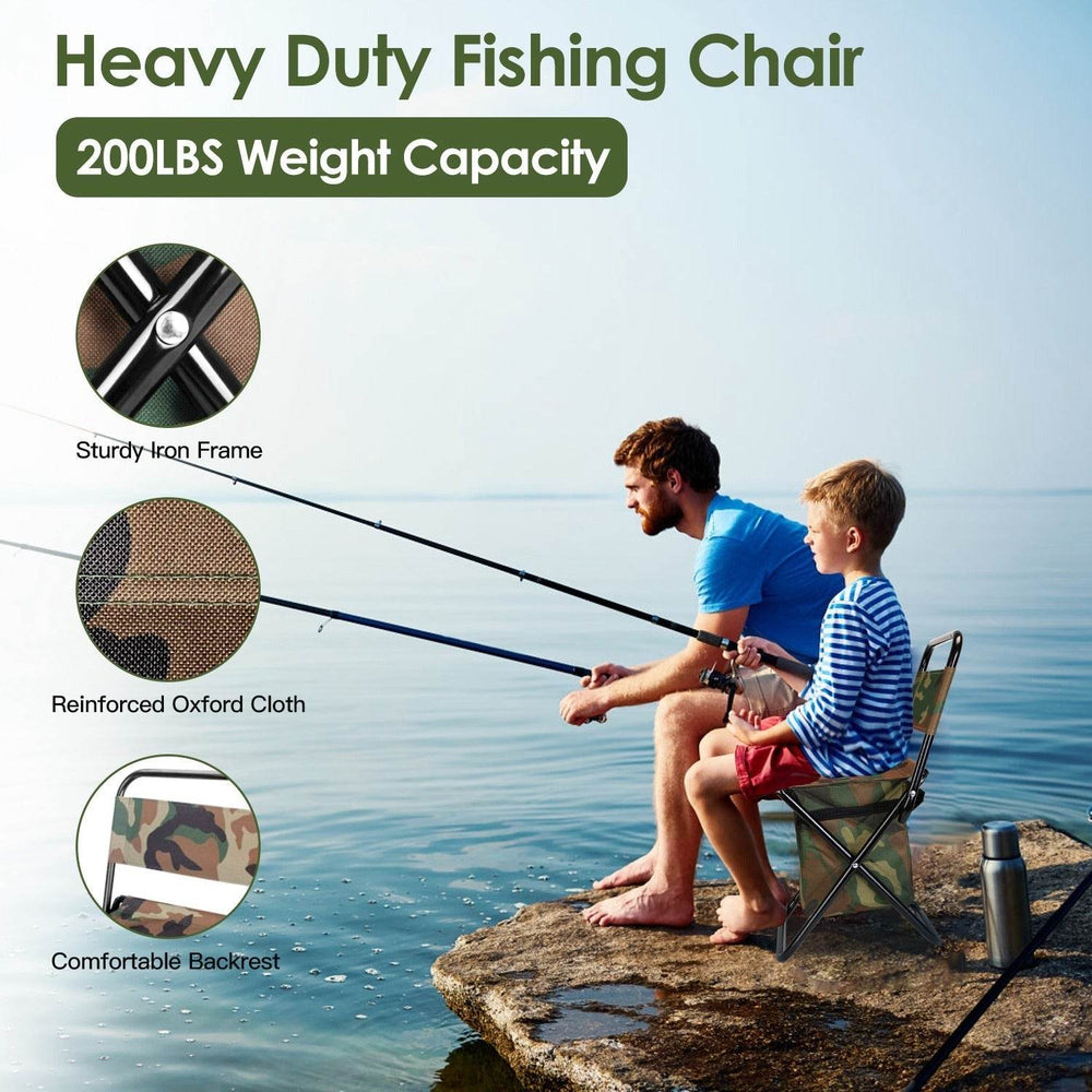 Foldable Fishing Chair With Backrest Built-In Cooler Bag Portable Handle Outdoor Lightweight Fishing Stool For Camping Hiking Hunting - EX-STOCK Canada