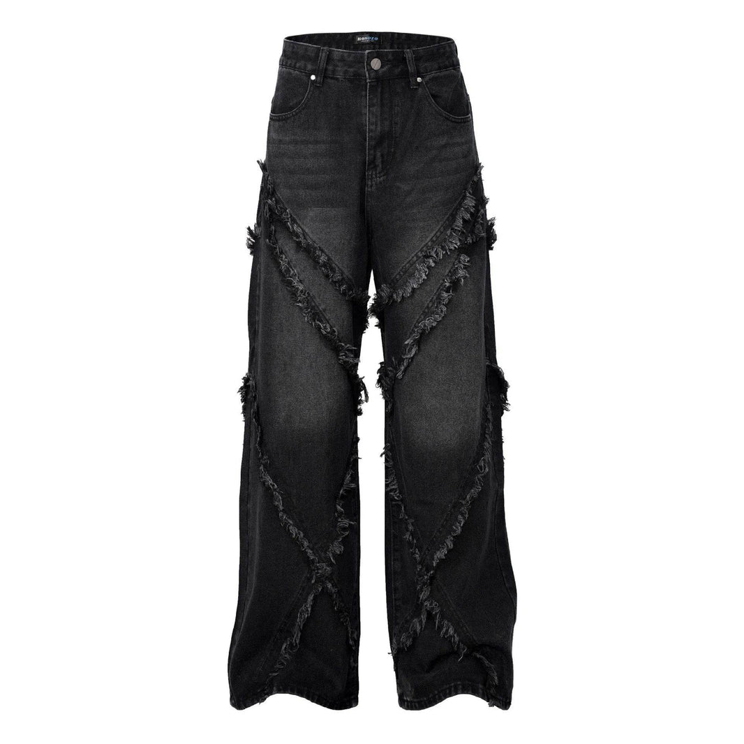 Wash Distressed Stitching Baggy Jeans Pant With Whiskers Same Style For Men And Women - EX-STOCK Canada